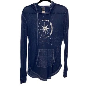 Modern Lux Star and Moon Long Sleeve Hooded Shirt